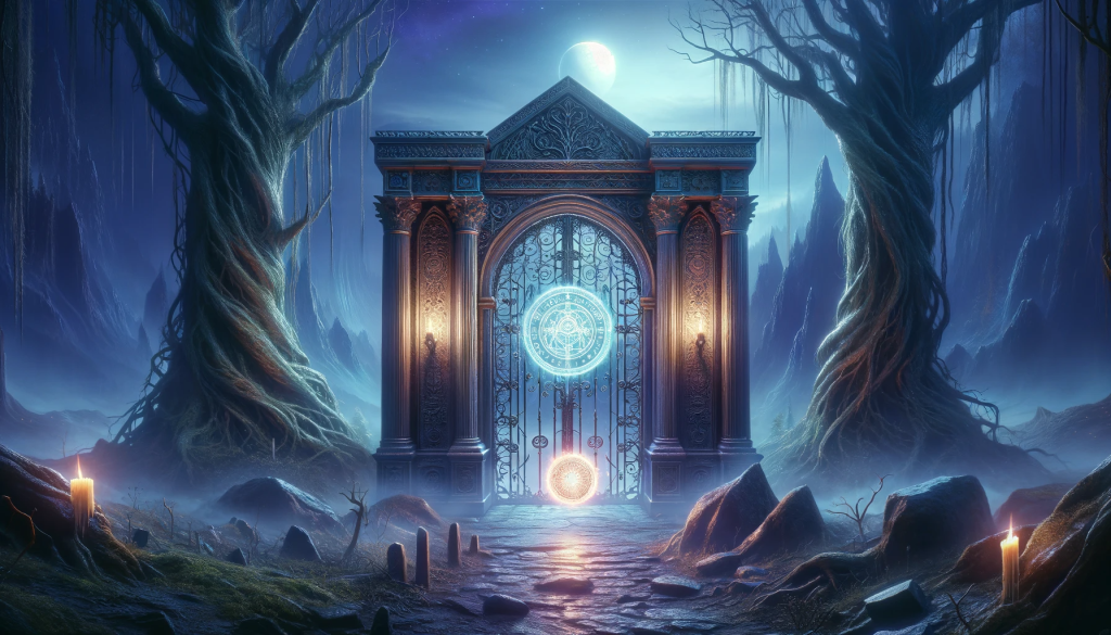 What Is The Baldur S Gate 3 Soul Coins Purpose GamerCentral   DALL·E 2023 12 28 13.28.21 Create A Fantasy Themed Header Image Inspired By The Baldurs Gate Universe. In The Center Depict An Ancient Ornate Gate With Intricate Carvings And 1024x585 